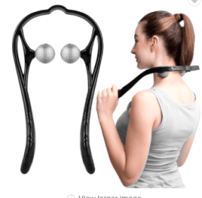 Plastic Pressure Point Therapy Neck Massageador Massagem Relieve Hand Roller Neck Massager For Neck Shoulder Trigger Point (Color: Black)